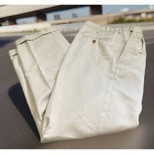 Savane Comfort Plus Dress Pants Mens 34x30 Beige Pleated Cuffed Career